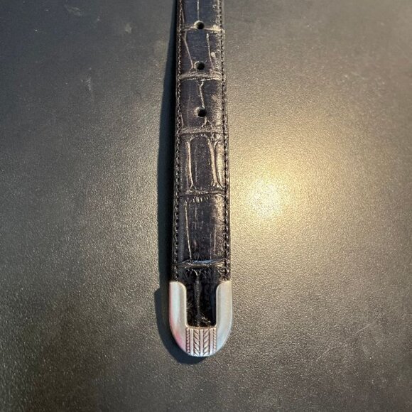 Jos A Bank Black Crocodile Embossed Leather Belt - Picture 3 of 8